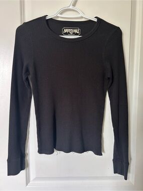 American Eagle | Black Ribbed Long-Sleeve Thermal Top